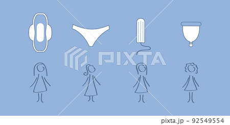set of female hygiene products menstruation period 92549554