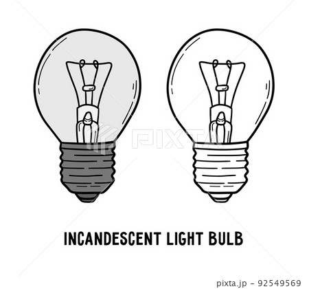 Incandescent light bulb, lamp icon and idea symbol 92549569