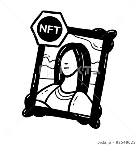 NFT painting and art doodle icon. Owning a portrait of Mona Lisa 92549625
