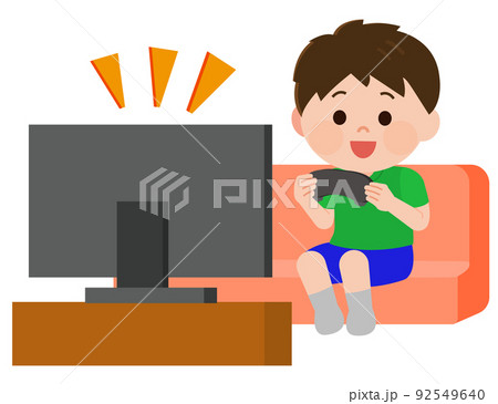 テレビゲームを楽しむ男の子　イラスト 92549640