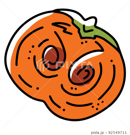 Persimmon Diospyros linear cartoon vector icon in doodle style 92549711