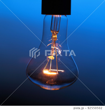 light bulb on blue 92550502