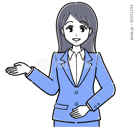 案内するスーツの女性（シンプル・上半身） 92551255