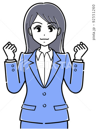 ガッツポーズのスーツの女性(シンプル・上半身)2 ガッツポーズのスーツの女性(シンプル・上半身)2 92551260
