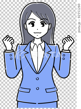 ガッツポーズのスーツの女性(シンプル・上半身)2 ガッツポーズのスーツの女性(シンプル・上半身)2 92551260