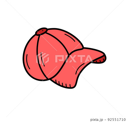 Baseball cap icon doodle vector illustration, sports cap with visor 92551710
