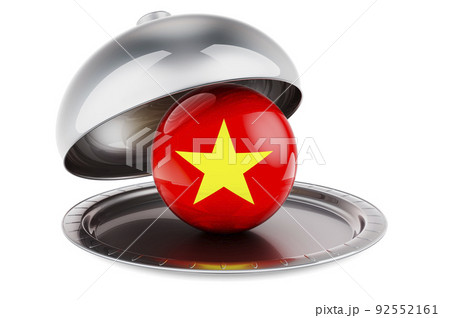 Restaurant cloche with Vietnamese flag. 3D rendering 92552161