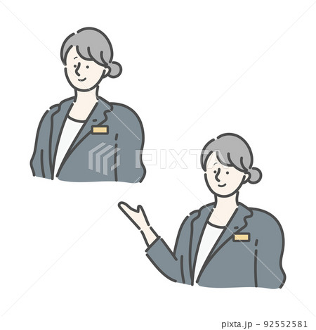 受付 案内係 ポーズ別 女性 イラストのイラスト素材