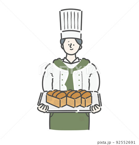パン屋　店員　女性　イラスト 92552691