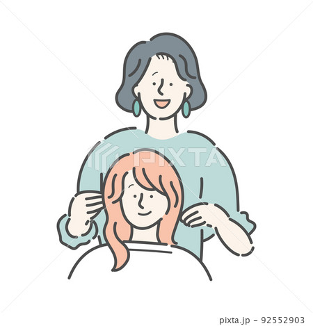 髪のカウンセリングをする美容師　美容室　女性　イラスト 92552903