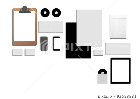Blank Corporate ID. Set isolated on white. Consist of business cards, folder, tablet PC, envelopes, a4 letterheads, notebooks, flash, pencil, cd disk and smart phones. Blank Corporate ID. Set isolated on white. Consist of business cards, folder, tablet PC, envelopes, a4 letterheads, notebooks, flash, pencil, cd disk and smart phones. 92553831