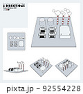 電気工事や工場に使える発電所・変圧器のイラストセット 92554228
