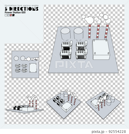 Illustration set of power plants and transformers that can be used for electrical work and factories 92554228