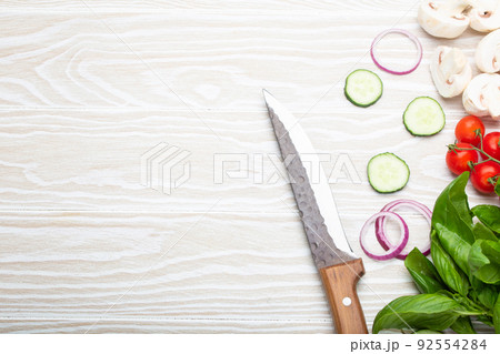 Food cooking background with vegetable ingredients copy space 92554284