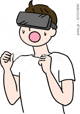 VRでリアルを味わう男性のイラスト 92554890