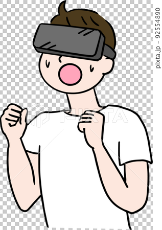 VRでリアルを味わう男性のイラスト 92554890