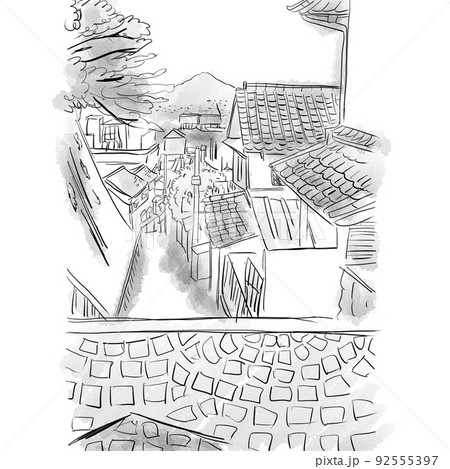 田舎　風景　イラスト 92555397