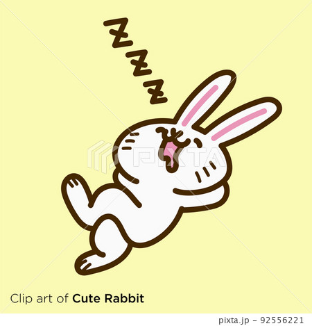 ウサギのキャラクターイラストシリーズ　「熟睡するウサギ」 92556221