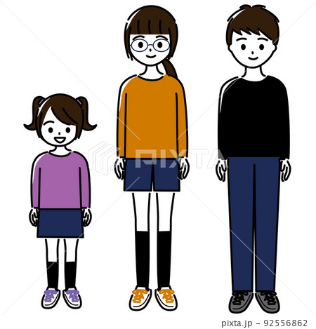 小学生と中学生3人全身セット 92556862