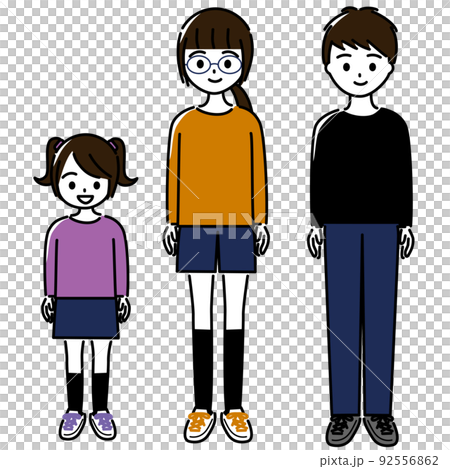 小学生と中学生3人全身セット 92556862