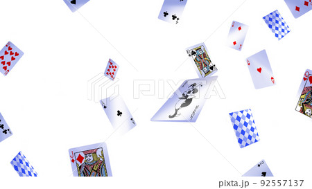 トランプがばらばらに散らばる様子 92557137