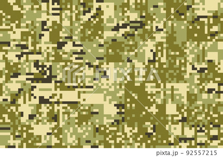 Seamless modern army camouflage NDU pixel fabric texture. Abstract vector camo background looks like Armed Forces of Ukraine AFU colors. Geometric pattern wrapping paper design illustration 92557215