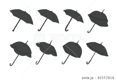 黒の傘のイラストセット 黒の傘のイラストセット 92557818