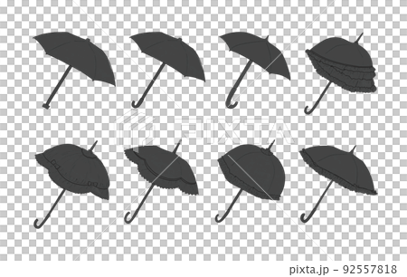 黒の傘のイラストセット 黒の傘のイラストセット 92557818