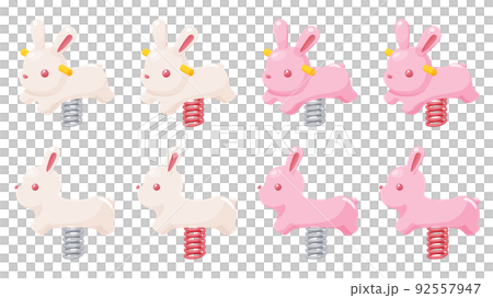Illustration of spring rockers_Spring rockers in the park_Rabbit 92557947