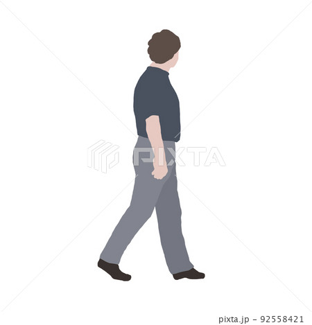 ゆっくり歩くカジュアルな服装の男性のイラストのイラスト素材