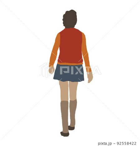 ミニスカートをはいて歩く女性の後ろ姿のイラストのイラスト素材 ミニスカートをはいて歩く女性の後ろ姿のイラストのイラスト素材