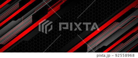 Abstract red light silver grey metal black cyber futuristic technology geometric on hexagon mesh design modern background vector Abstract red light silver grey metal black cyber futuristic technology geometric on hexagon mesh design modern background vector 92558968
