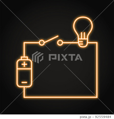 Electric circuit scheme neon icon 92559484