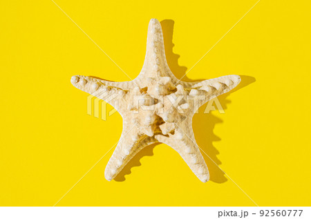 A large starfish on a yellow background. A large starfish on a yellow background. 92560777