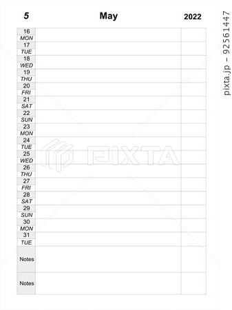 Calendar planner for may 2022. Schedule for month. work organizer 92561447