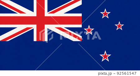 Flag of New Zealand. National flag on fabric surface. Fabric Texture 92561547