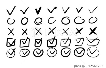 Check mark doodle with checklist and checkbox v. Box list tick and hand drawn sketch brush vector illustration. Handdrawn chalk and handwritten ok stroke. Marker highlight set yes quality and icon Check mark doodle with checklist and checkbox v. Box list tick and hand drawn sketch brush vector illustration. Handdrawn chalk and handwritten ok stroke. Marker highlight set yes quality and icon 92561783