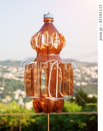 Anemometer from a plastic bottle. Wind speed meter. Wwind measuring instrument. Cut plastic bottle Anemometer from a plastic bottle. Wind speed meter. Wwind measuring instrument. Cut plastic bottle 92562115