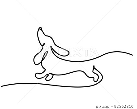 Dachshund dog running design silhouette logo one line Dachshund dog running design silhouette logo one line 92562810