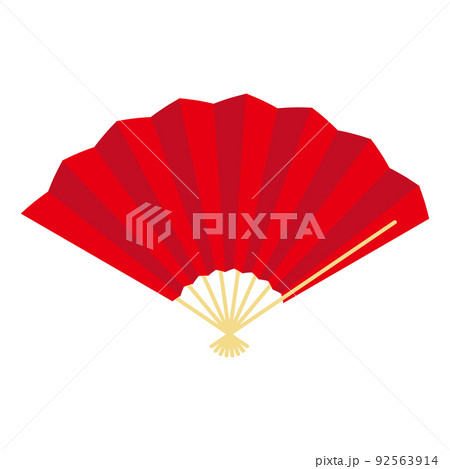 赤色のシンプルな扇子のイラスト 92563914