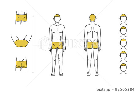 メンズ脱毛、ひげ・全身・VIOの部位案内、下着姿 92565384
