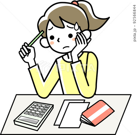 家計管理に悩む若い女性 92566844