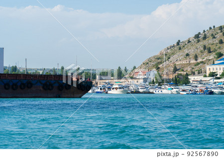 Balaklava crimea sevastopol port russia ship water vessel transportation navy, for naval coast in transport from security ea, seaport waterfront. Russian weapon trade, 92567890