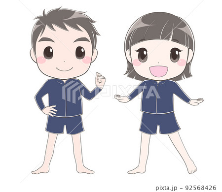 水着を着た小学生の男の子と女の子 水着を着た小学生の男の子と女の子 92568426