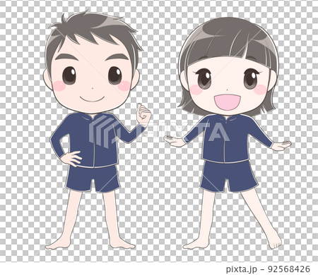 水着を着た小学生の男の子と女の子 水着を着た小学生の男の子と女の子 92568426