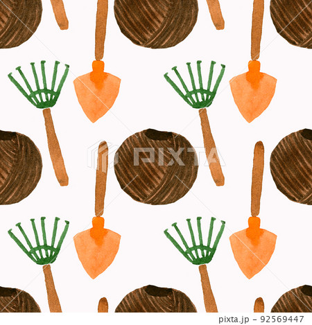 Seamless watercolor pattern tools of the gardener. Seamless watercolor pattern tools of the gardener. 92569447