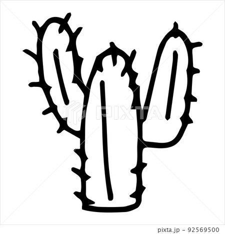 Vector image of a doodle cactus with thorns. Vector image of a doodle cactus with thorns. 92569500