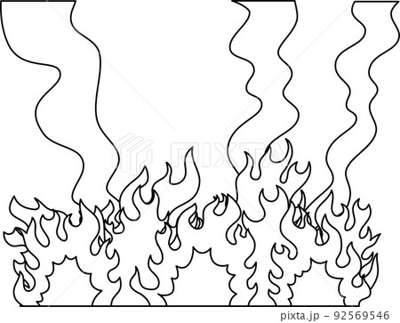 燃え盛る炎と煙 大火事のイラスト 燃え盛る炎と煙 大火事のイラスト 92569546
