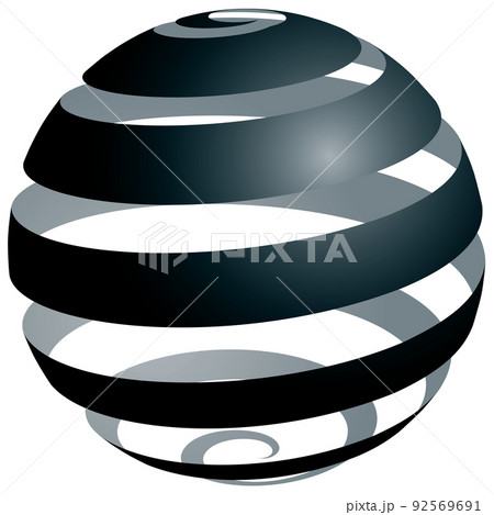 球体_スパイラル_黒_濃色_太〜細 92569691