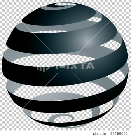 球体_スパイラル_黒_濃色_太〜細 92569691